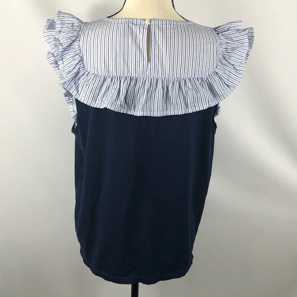 J. Crew Striped Ruffles Top